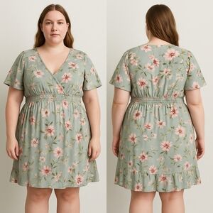 Xhilaration Floral V-Neck Dress – Size XL